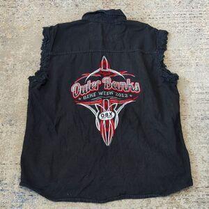 Hot Leathers Outer Banks Bike Week cutoff tank top button down shirt